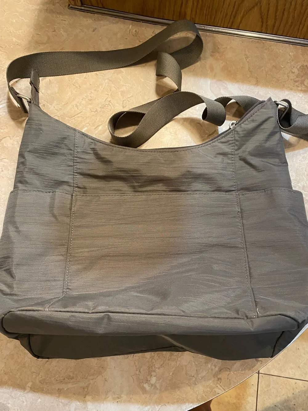 Baggallini Olive Nylon Messenger Bag with Adjustable Strap